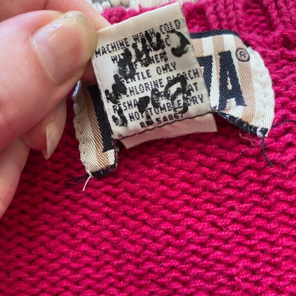 Vtg 80s 90s Forenza Womens Cable Knit V-Neck Sweater Sz M Pink Chunky Retro - Picture 10 of 10